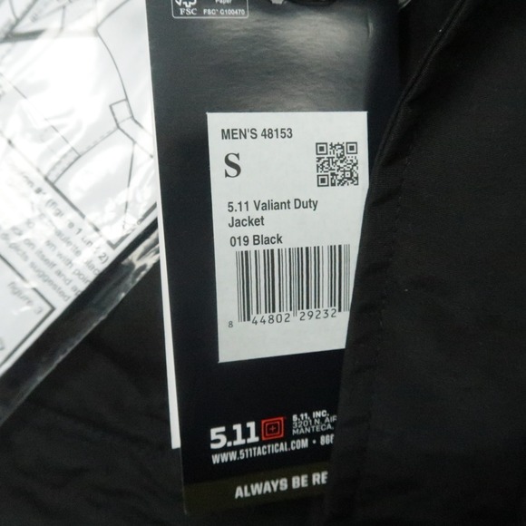5 11 Tactical Jacket Men Small Black Valiant Duty Hooded Waterproof SHELL NWT - Picture 5 of 13